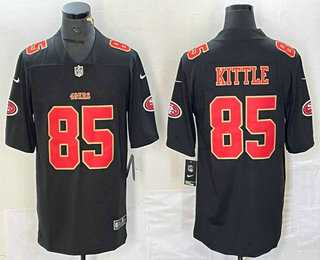 Men%27s San Francisco 49ers #85 George Kittle Black Red Fashion Vapor Limited Stitched Jersey